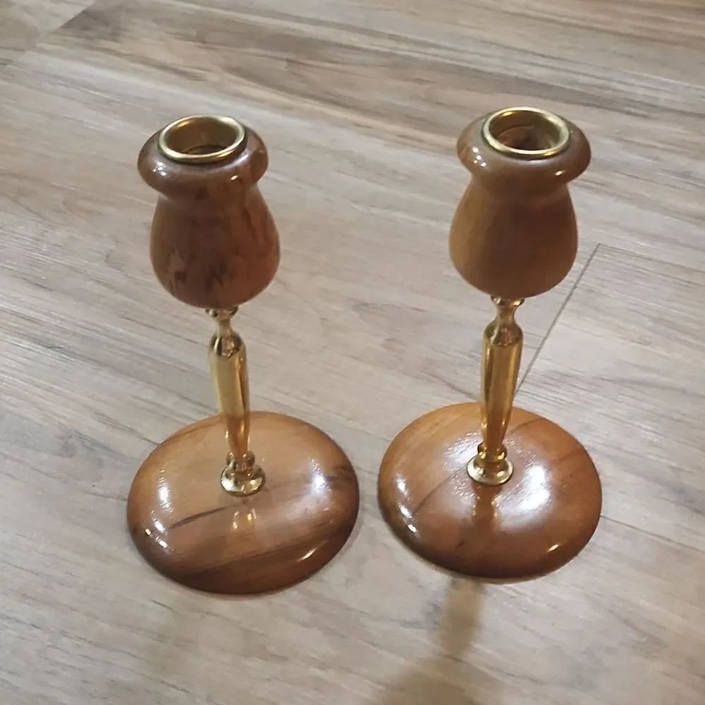 Vintage MCM Oregon Myrtlewood Candlesticks